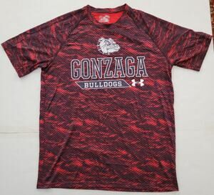 Under Armour T-Shirt Men 's Med Ganzaga Bulldogs Red Black Polyester Blend Loose
